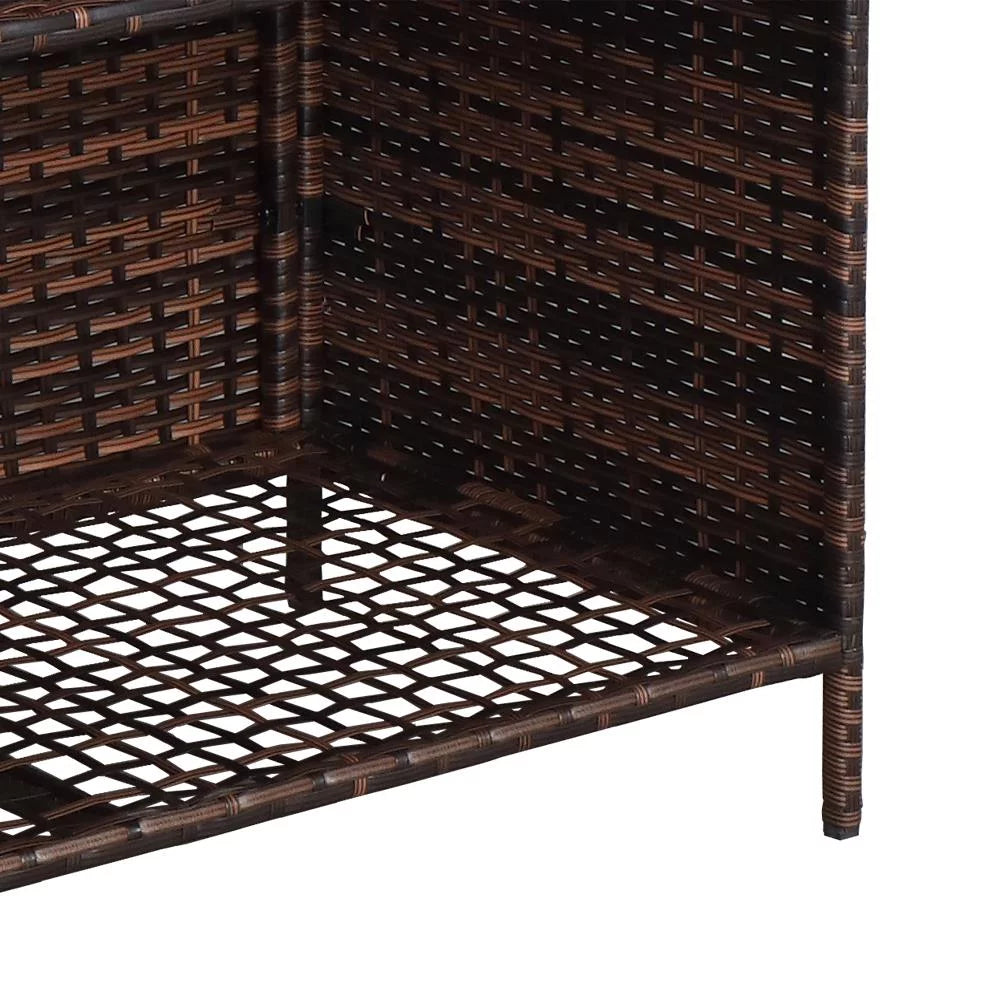 3PCS Patio Rattan Wicker Bar Table Stools Dining Set Brown G3901