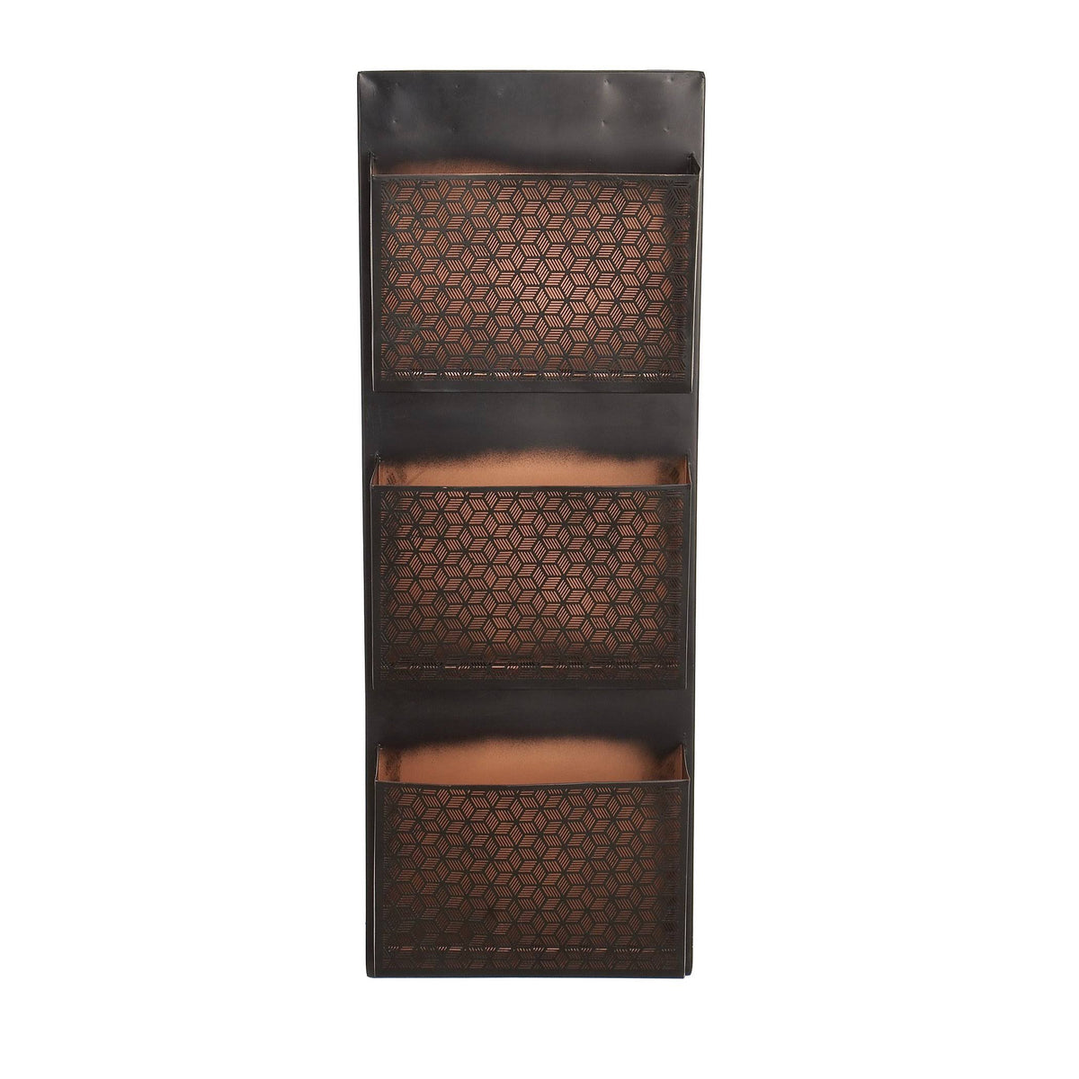 Metallic Black / Beige Wall Mounted 3 Pocket Letter Holder R663