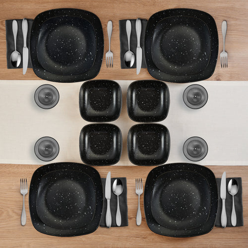 12-piece Black Speckle Stoneware Dinnerware Set K728