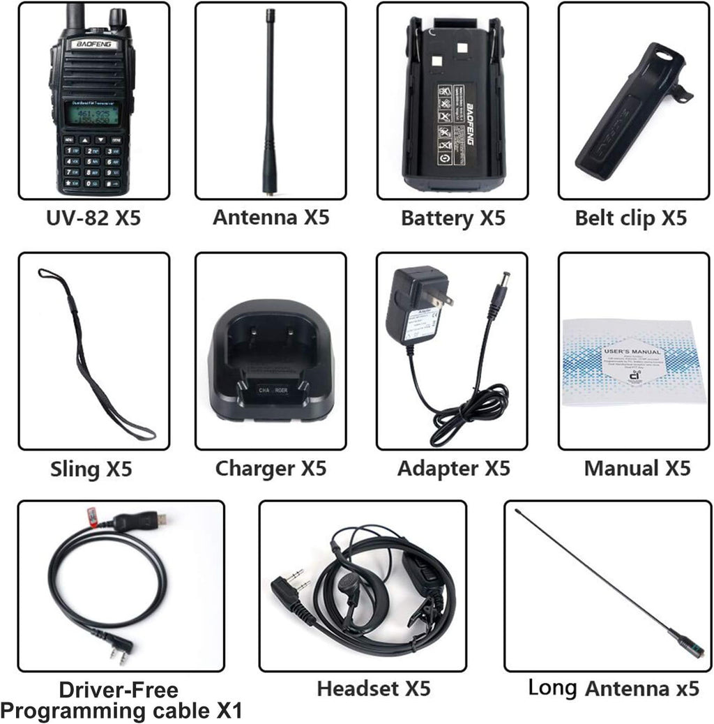 2 Way Radio 5 Pack Black V981968
