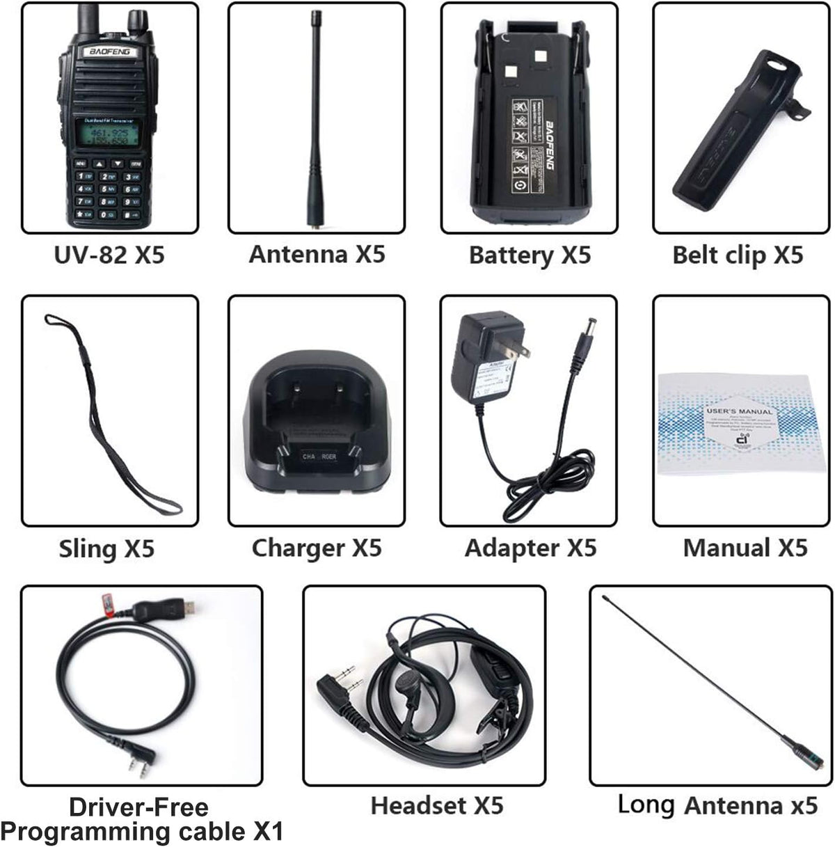2 Way Radio 5 Pack Black V981968