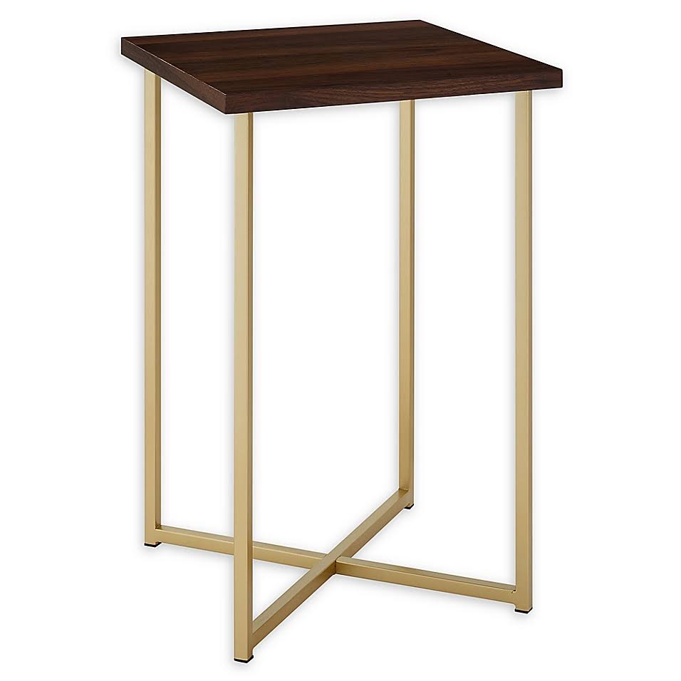 16x22 Square Side Table in Dark Walnut/Gold G34245