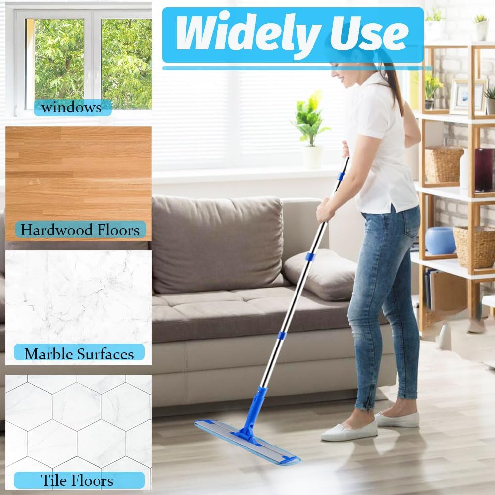 Microfiber Flat Mop with 4pcs Reusable Washable Mop Pads H781173