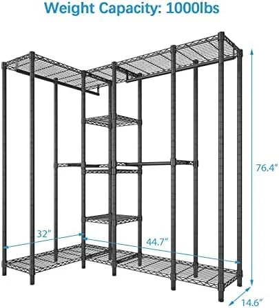 67.5" L Shaped Freestanding Wire Garment Rack R704315