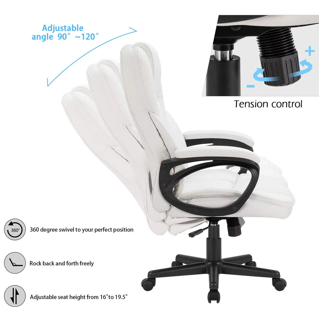 Black Faux Leather High-Back Executive Office Chair with Lumbar Support P869