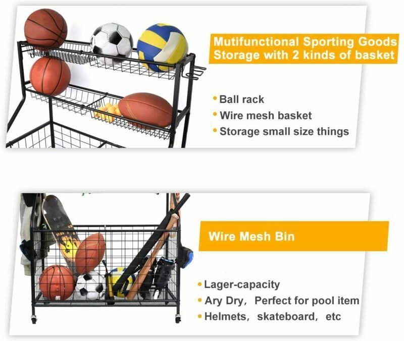 Sports Equipment Organizer Ball Storage Rack J947