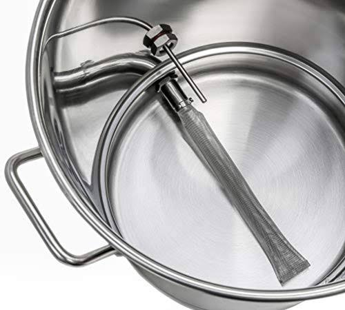 10 Gallon Stainless Steel Home Brew Kettle with False Bottom Thermometer and Ball Valve E734