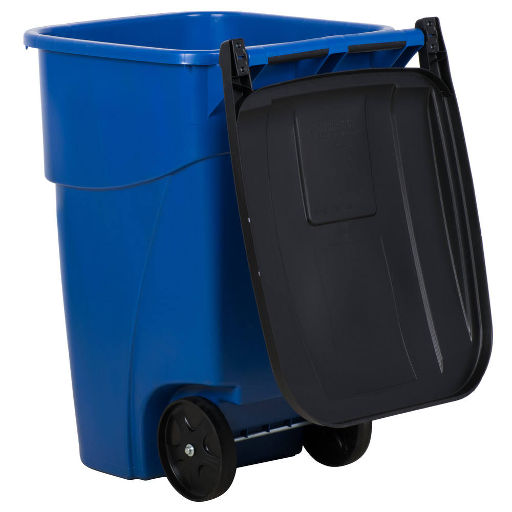 Blue 50 Gallon Recycling Rollout Container with Lid Y615444