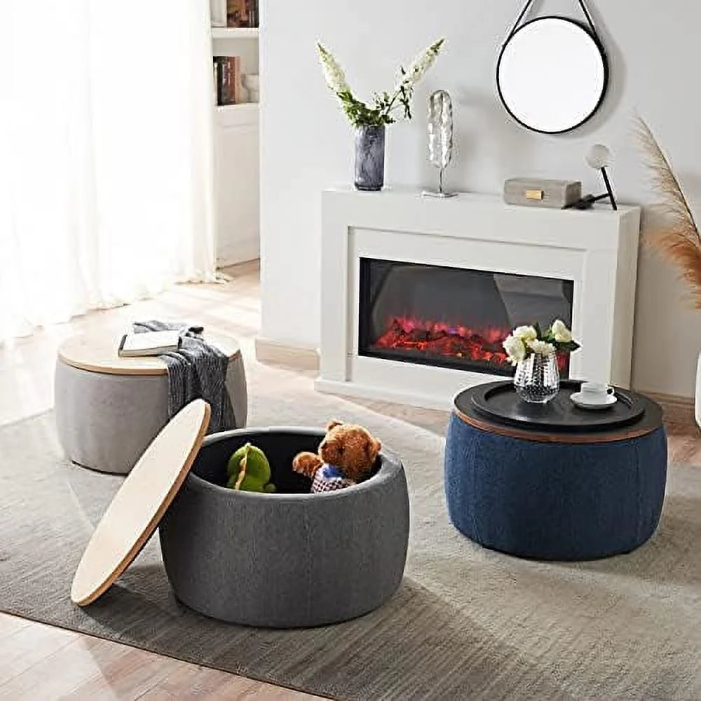 Round Ottoman with Reversible Lid Tray X145453