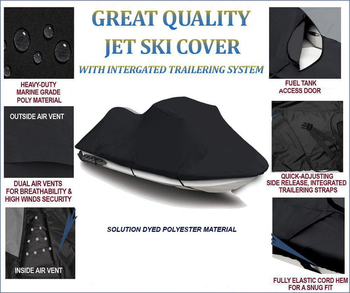 Black 600 Denier Jet Ski Watercraft Cover A2438
