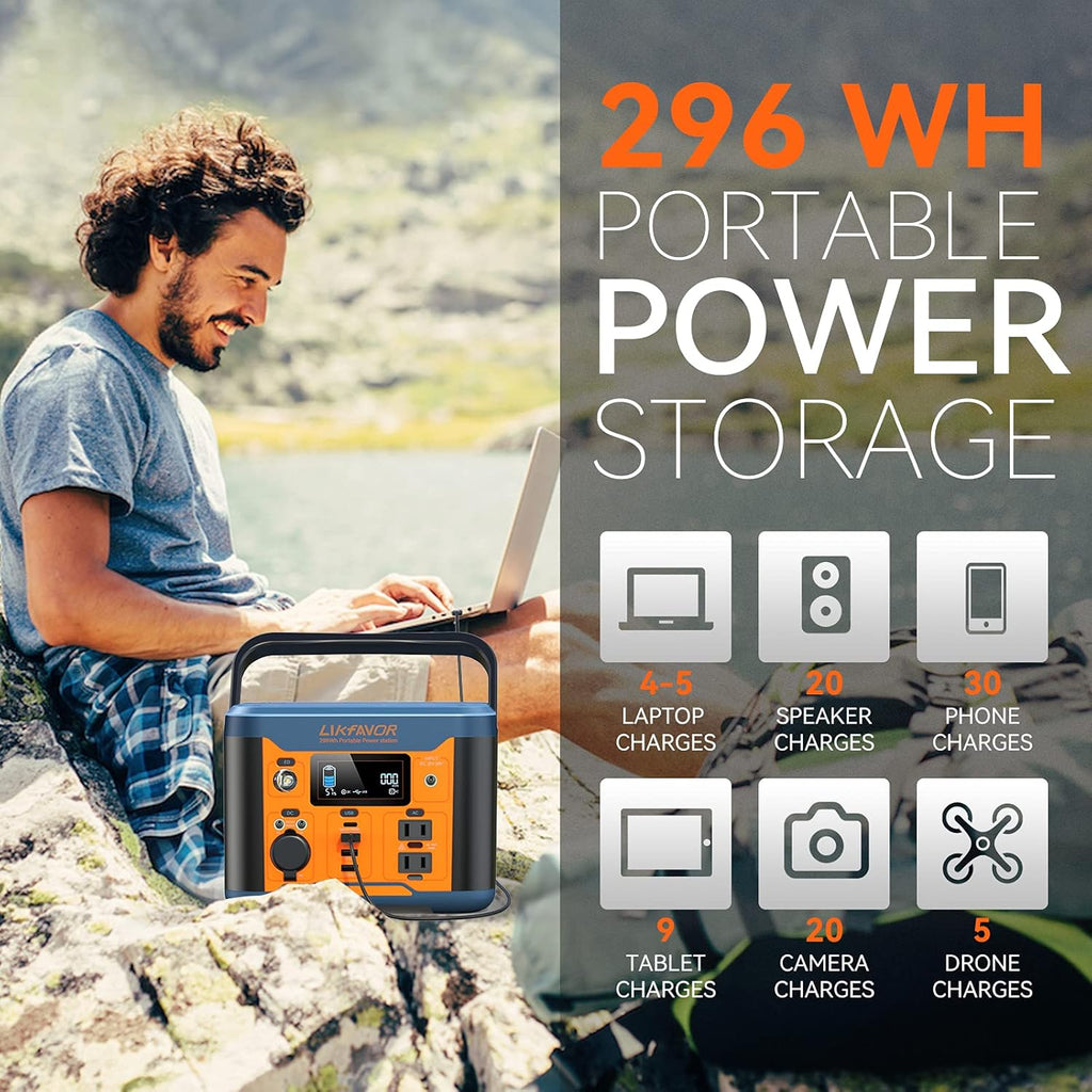 Portable Power Station 300W 296Wh Pure Sine Wave AC Outlet D682