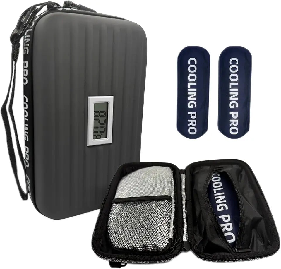 Insulin Cooler Travel Case TSA Approved with Temperature Display, 2 Ice Packs Grey C1224