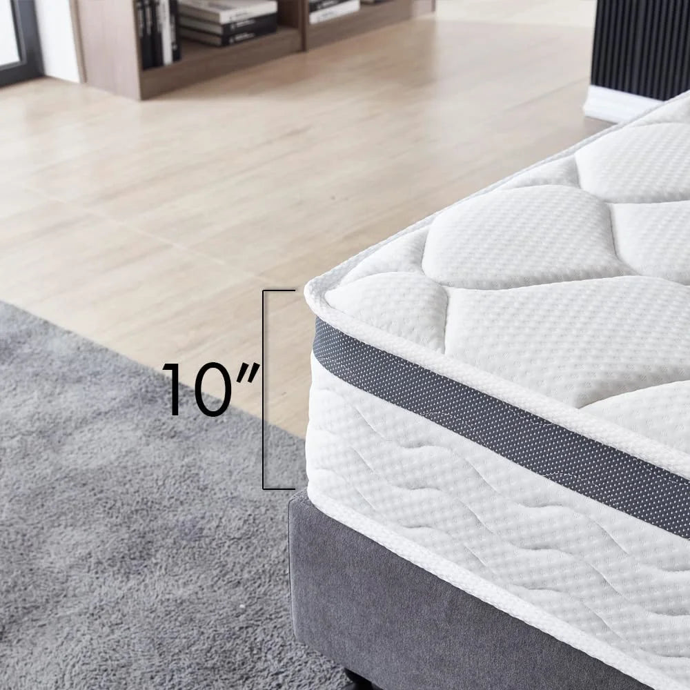 Twin Size 10 Inch Memory Foam Spring Hybrid Mattress W98267