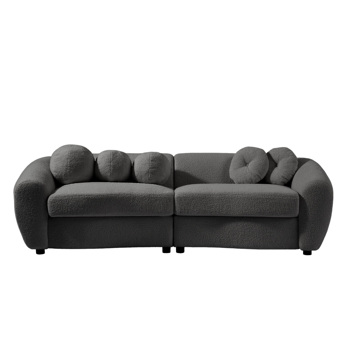 87.7" Gray Teddy Upholstered 3 Seater Sofa with 5 Pillows K188717