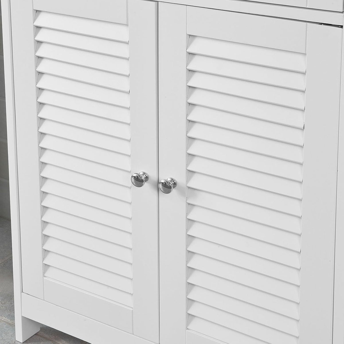 White Bathroom Vanity Set with Drawer and Double Shutter Door G638
