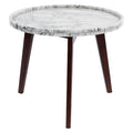 White Marble Side Table with Walnut Legs S2328