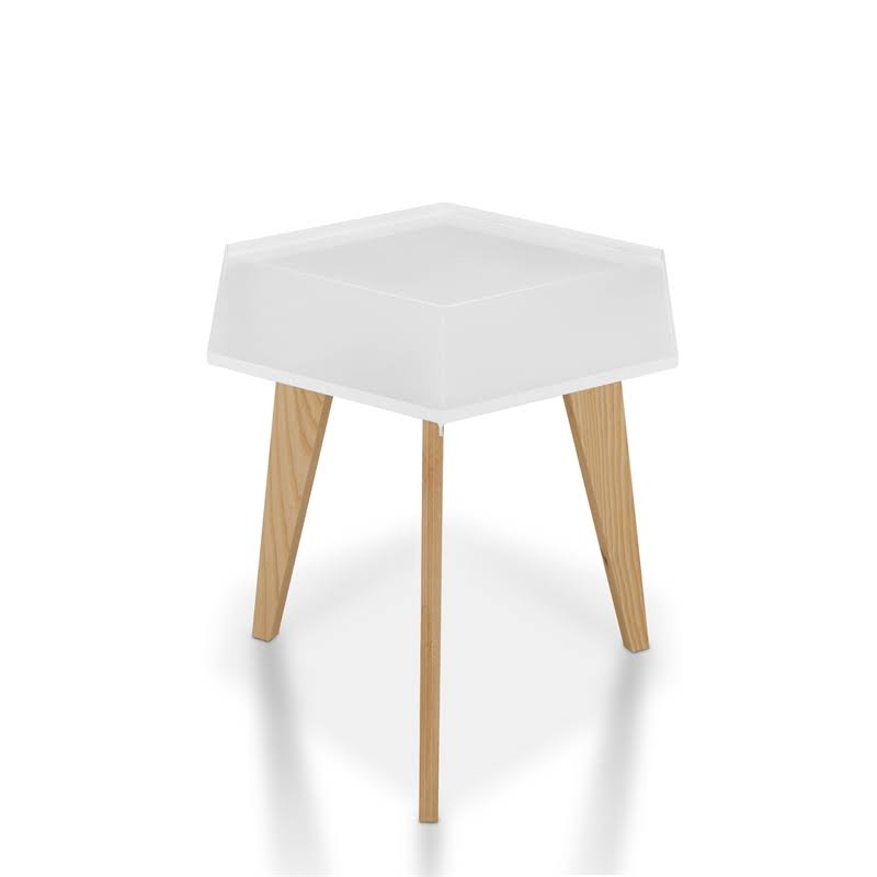 Modern Geometric End Table in White R197983