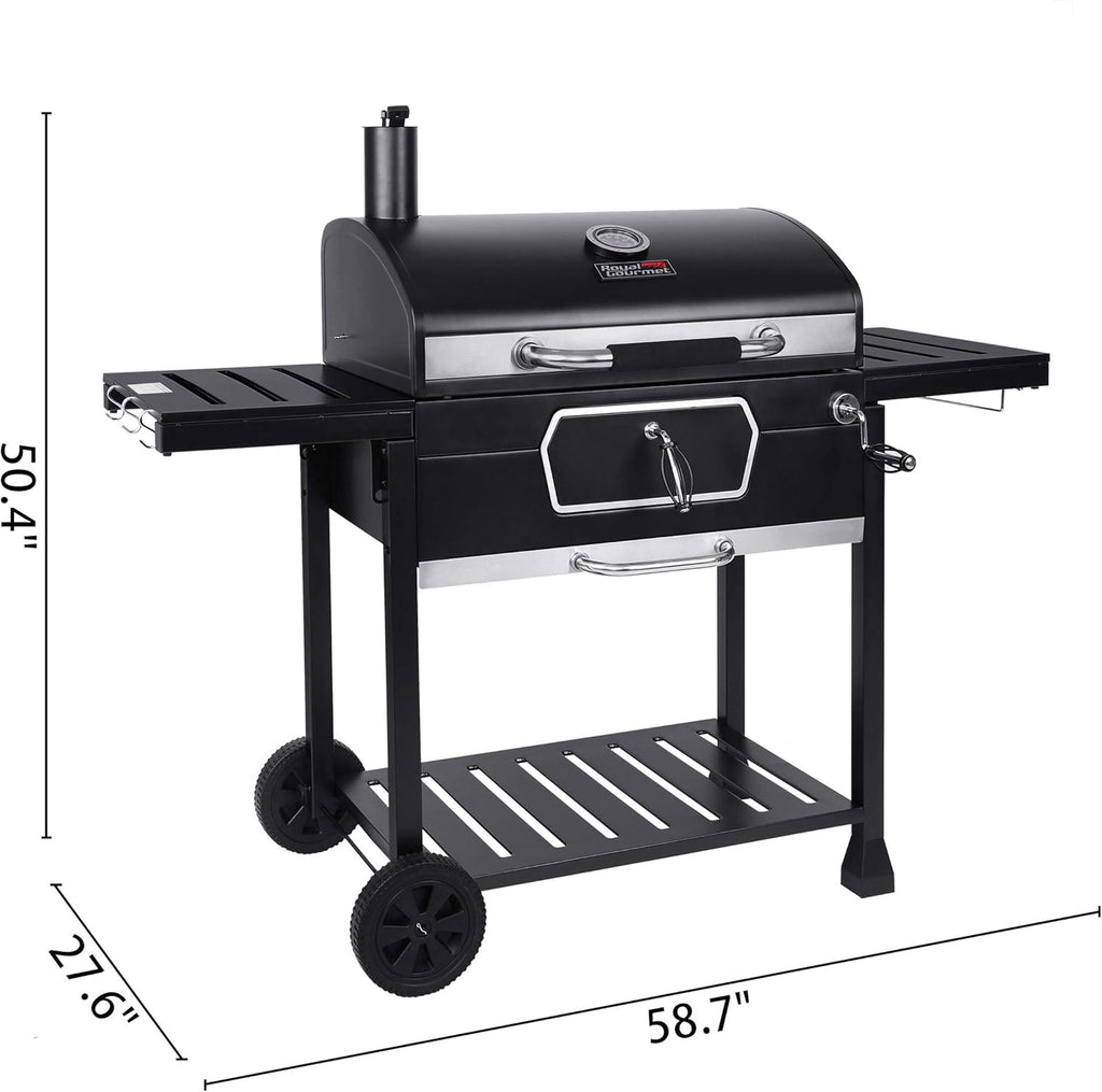 30-Inch Charcoal Grill BBQ Smoker Black T247647