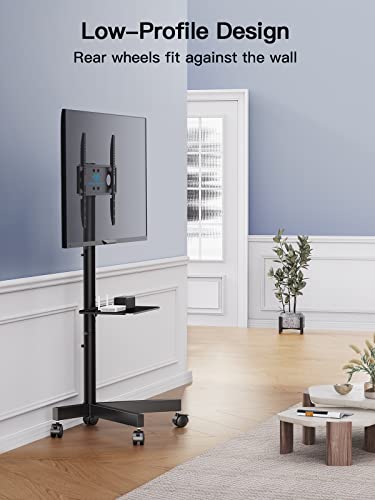 Rolling TV Stand on Wheels for 23-60 Inch TVs, Height-Adjustable with Shelf, Max VESA 400x400mm A385959