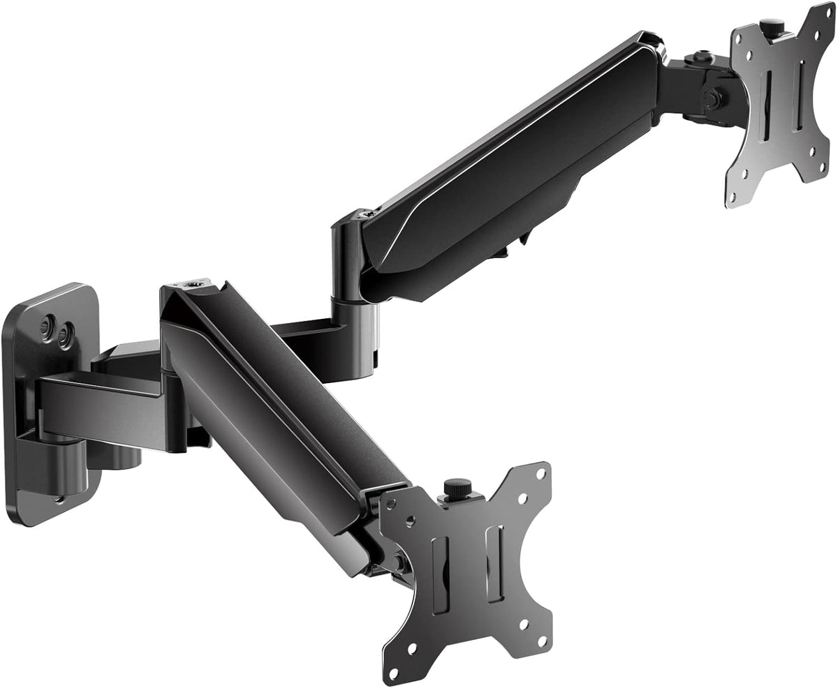 Black Gas Spring Dual Monitor Wall Mount for 17 to 32 inch Screens D22358