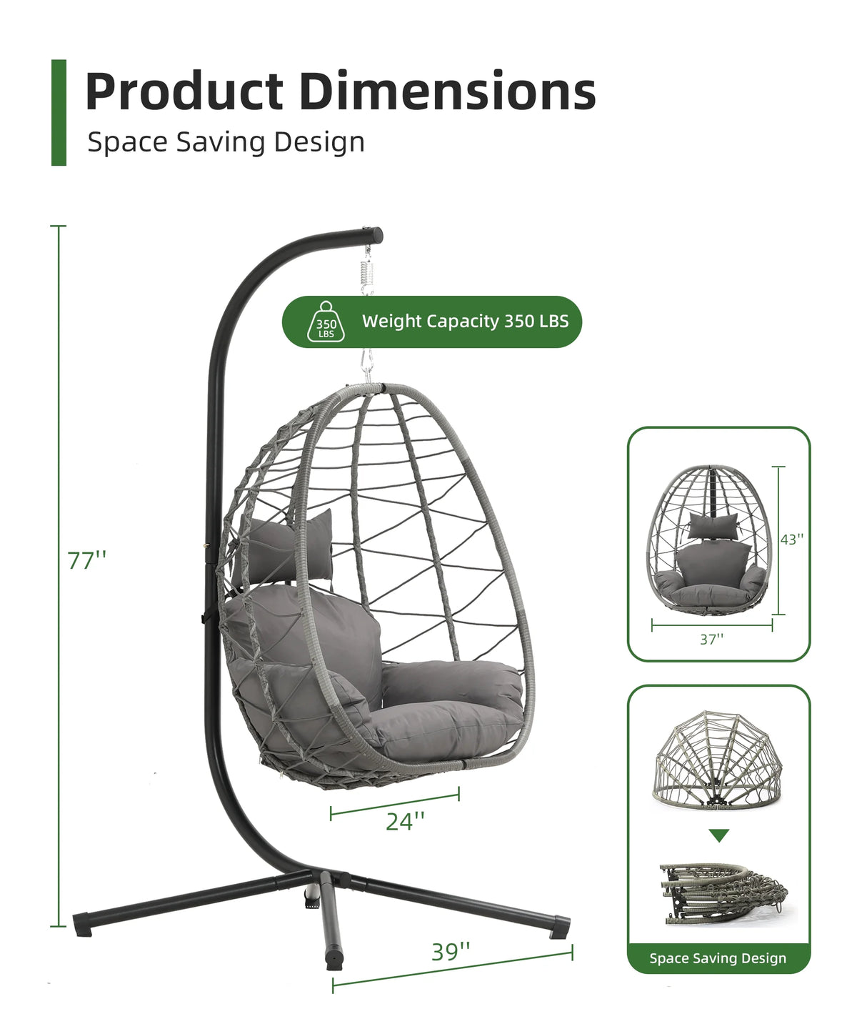 Indoor Outdoor Egg Swing Chair with Soft Cushion C786