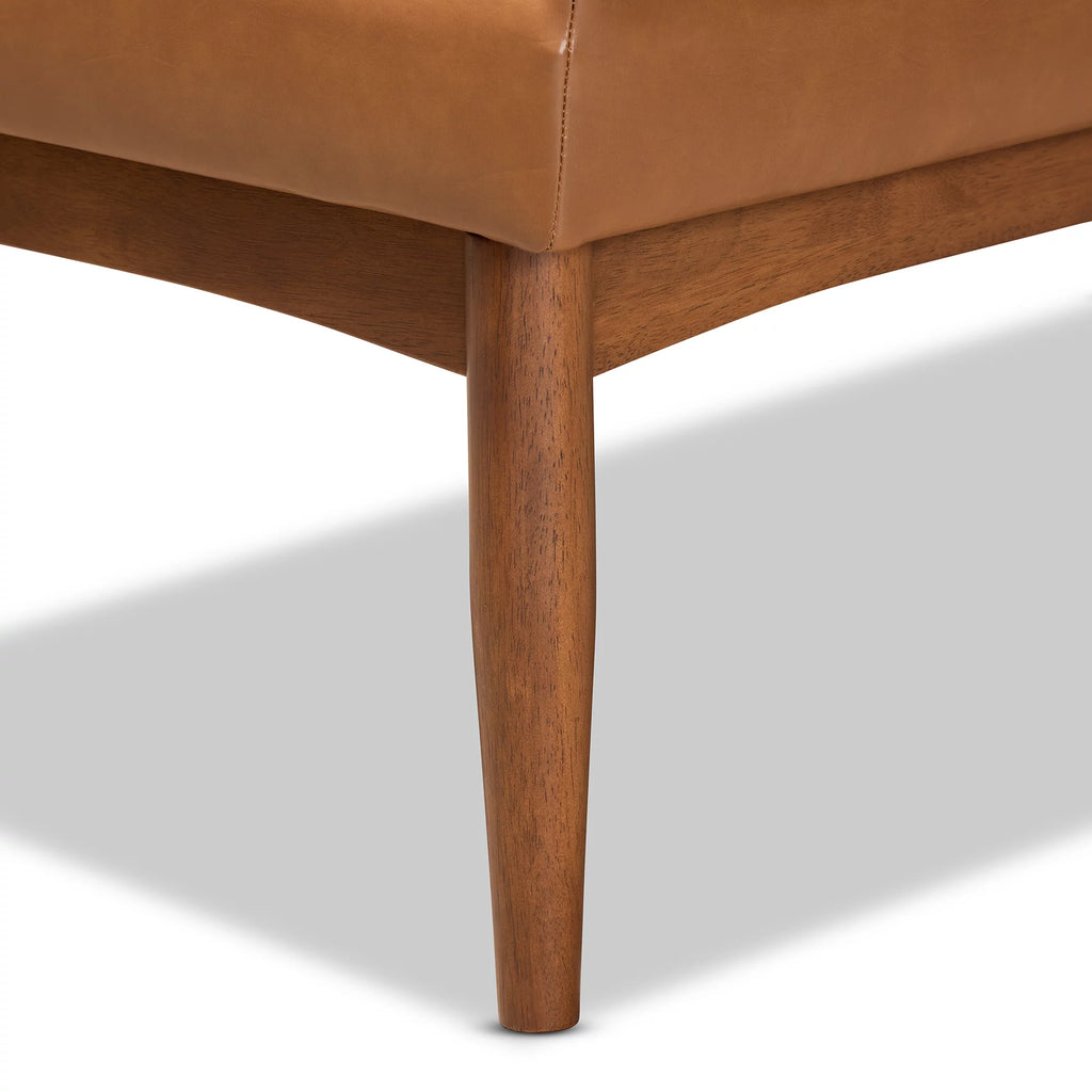 Tan Faux Leather Upholstered Walnut Brown Wood 2-Piece Dining Nook Banquette Set D944
