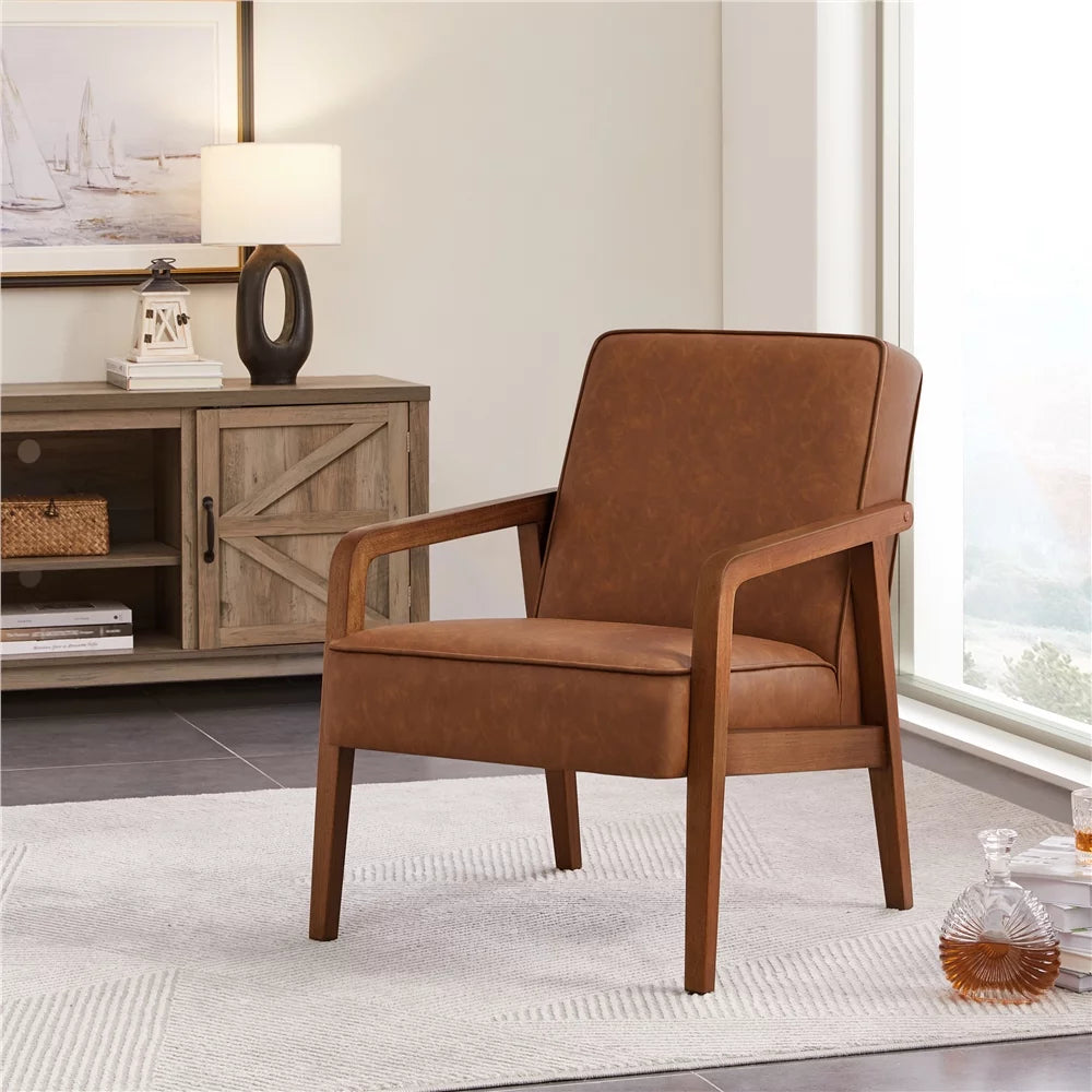 Light Brown Faux Leather Armchair A14784