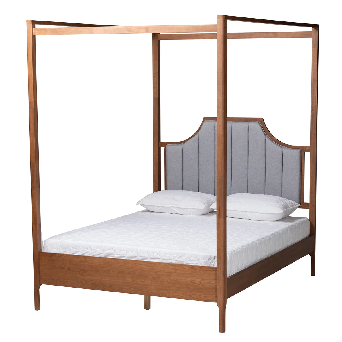 Ash Walnut Finished Wood Queen Size Canopy Bed B8220