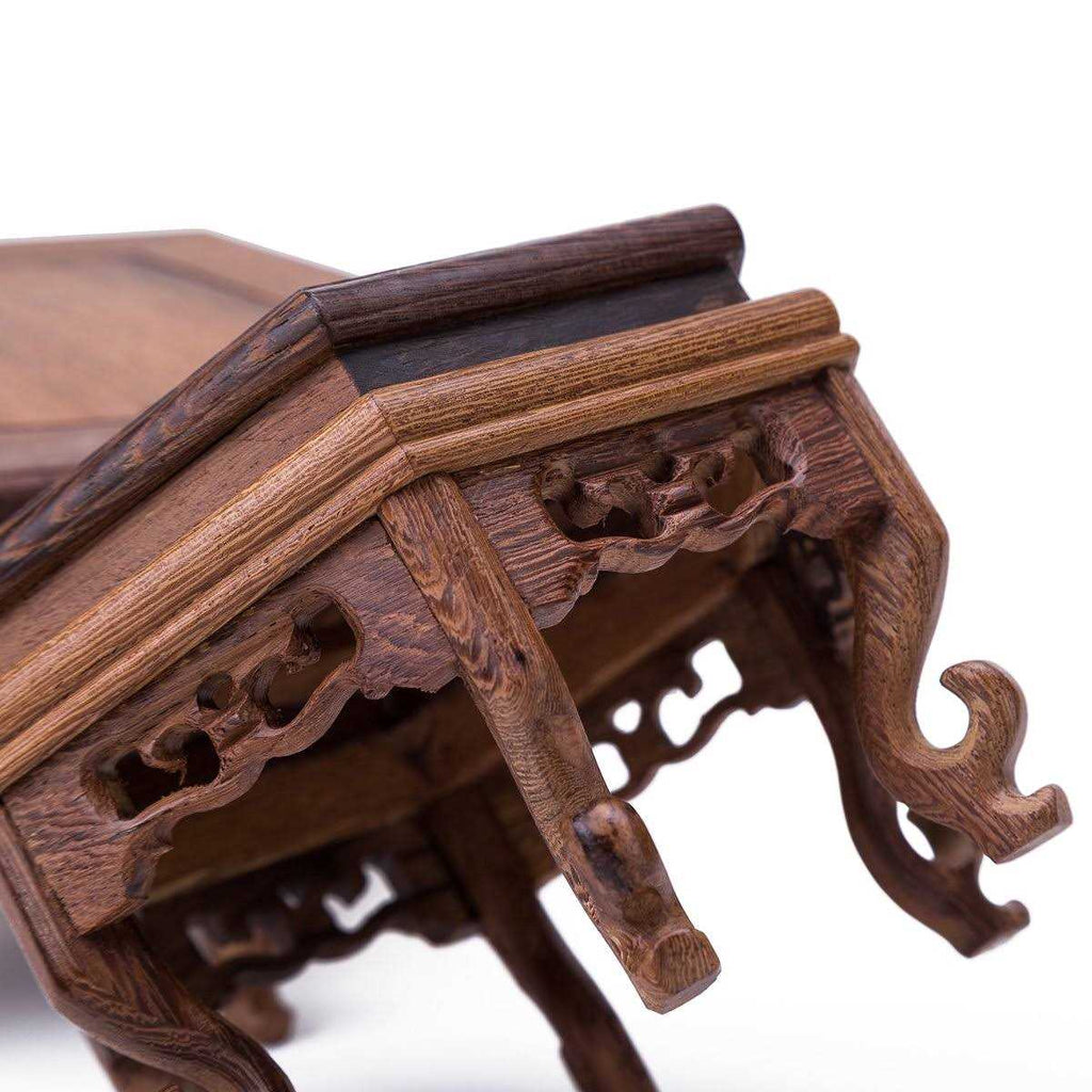 Hand Craft Hexagon Rosewood Fishbowl Vase Stand S14905