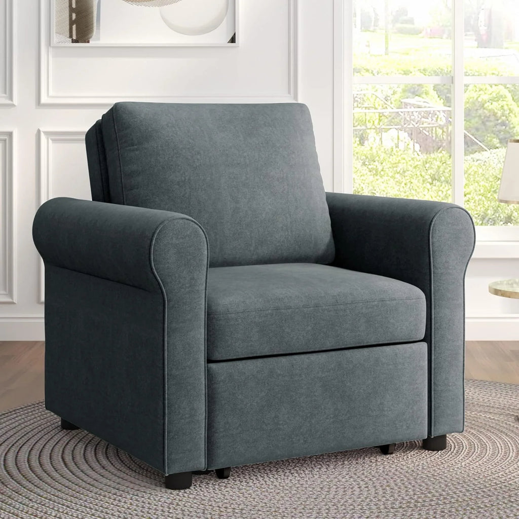 Dark Blue Convertible Sleeper Chair Bed P742563