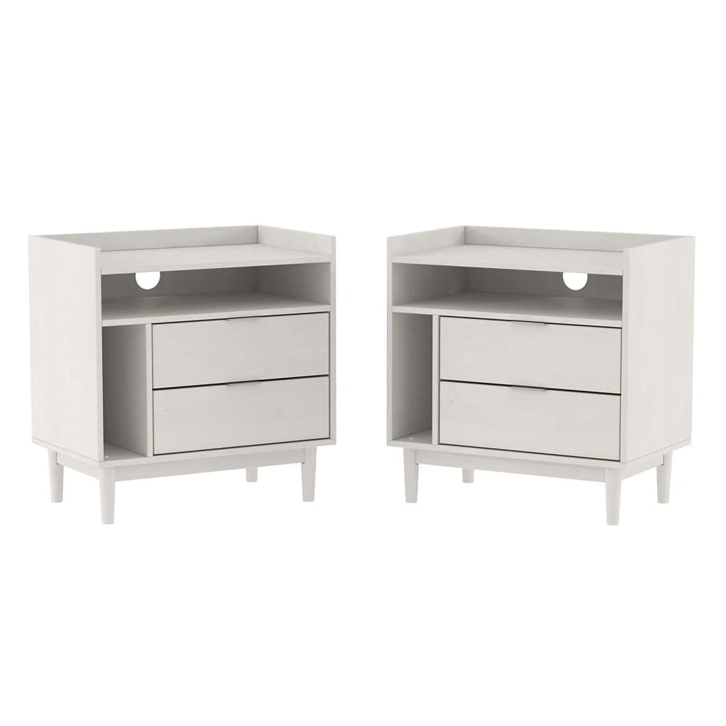 White 2 Drawer Solid Wood Night Stand 2PK R286020