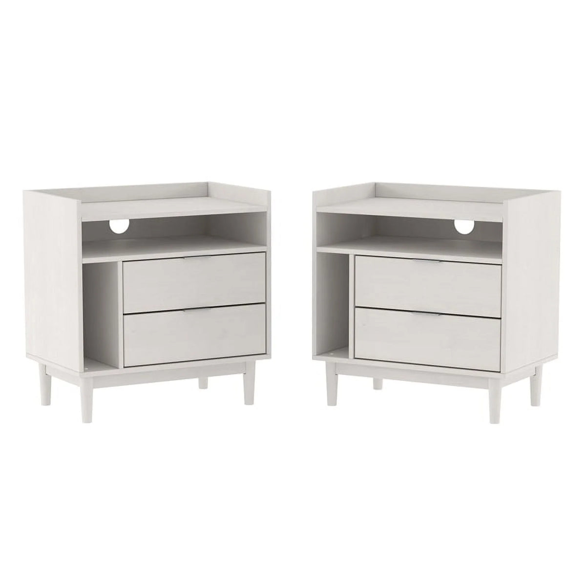 White 2 Drawer Solid Wood Night Stand 2PK R286020