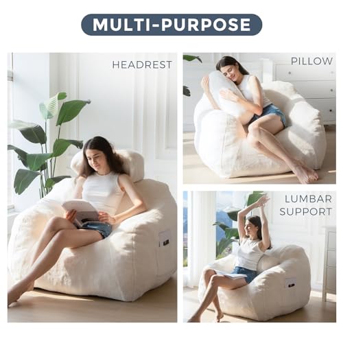 Black Boucle Bean Bag Sofa with Pillow B729565