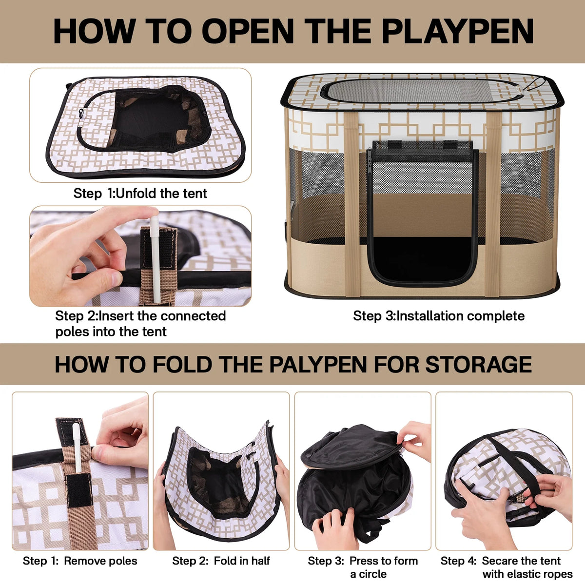 Foldable Pet Playpen with Removable Shade Cover G650