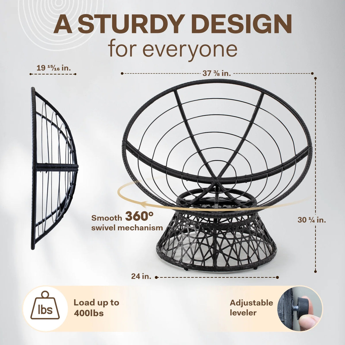Black Papasan Chair with Steel Frame M8293