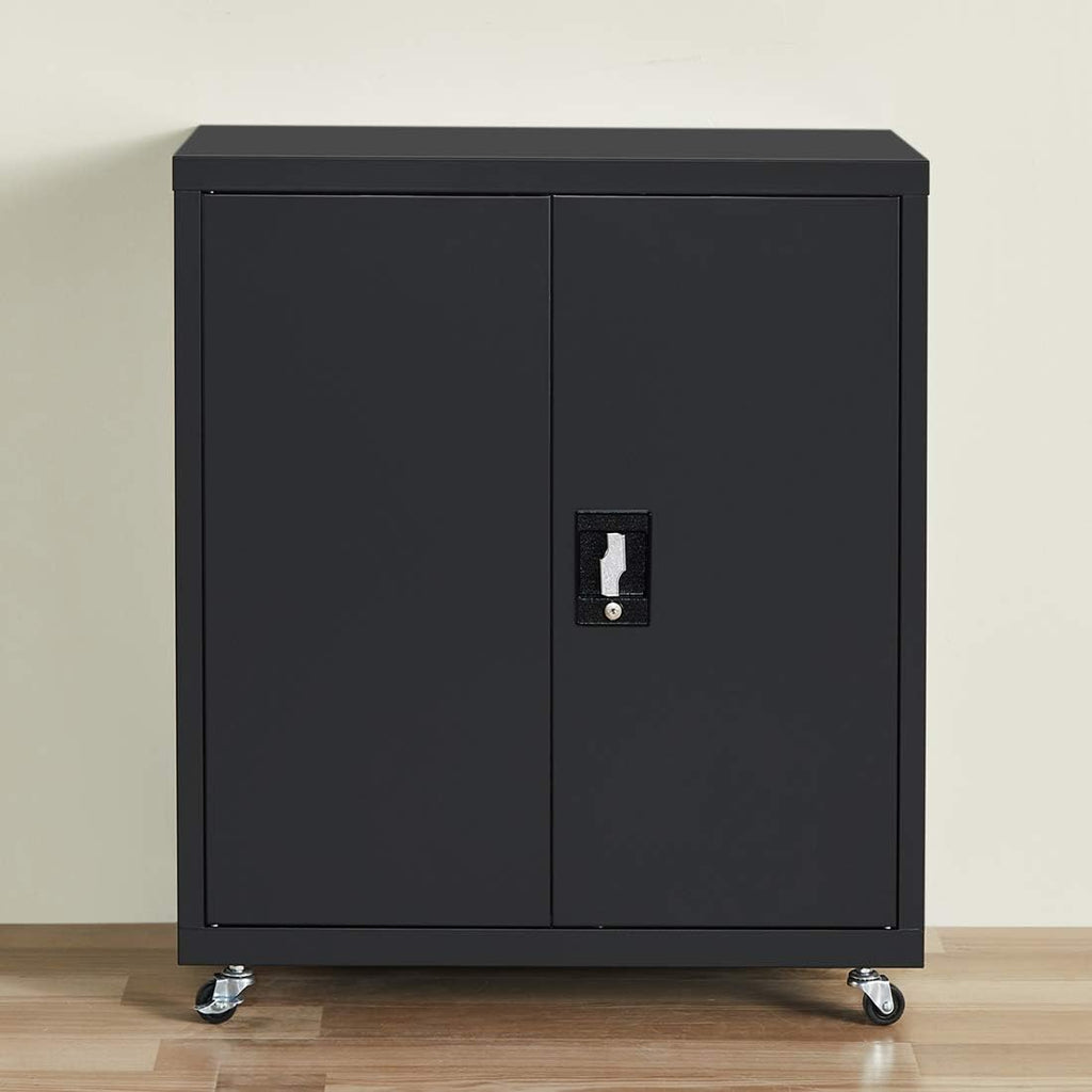 Black Metal Storage Cabinet with 4 Adjustable Shelves L714