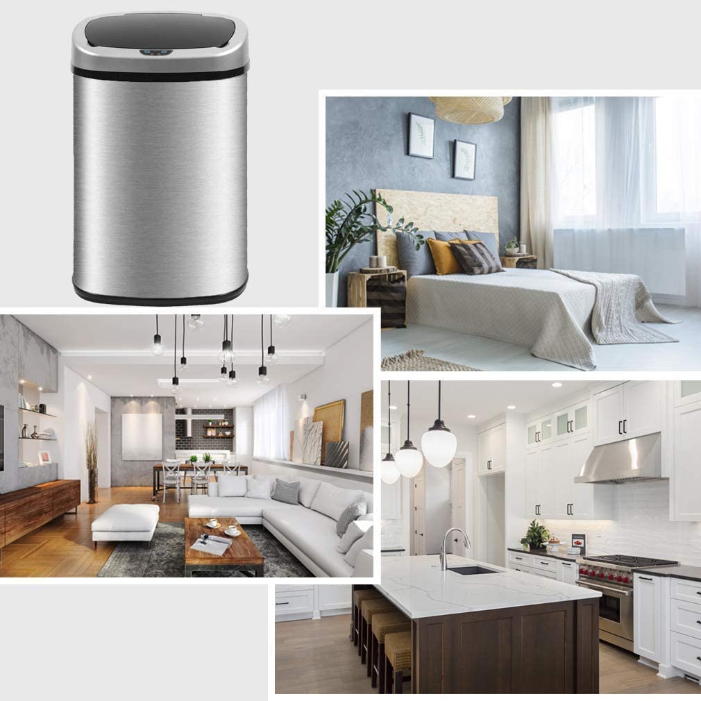 13 Gallon Stainless Steel Motion Sensor Trash Can with Lid I576047