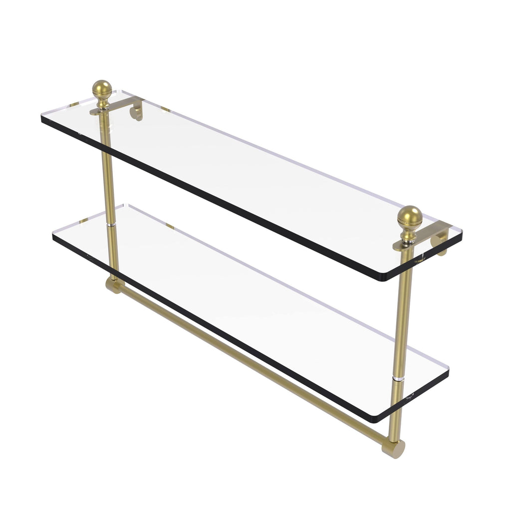 Brushed Bronze Two Tiered Glass Shelf with Integrated Towel Bar N157