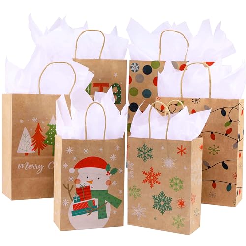 24 Christmas Gift Bags Assorted Sizes with Tissue Paper P8290