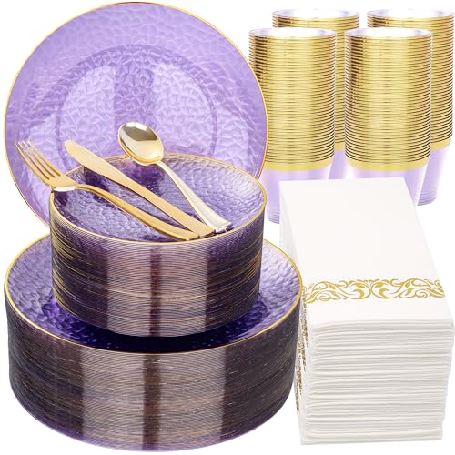 350 Pcs Blue Plastic Plates Dinnerware Set U2103