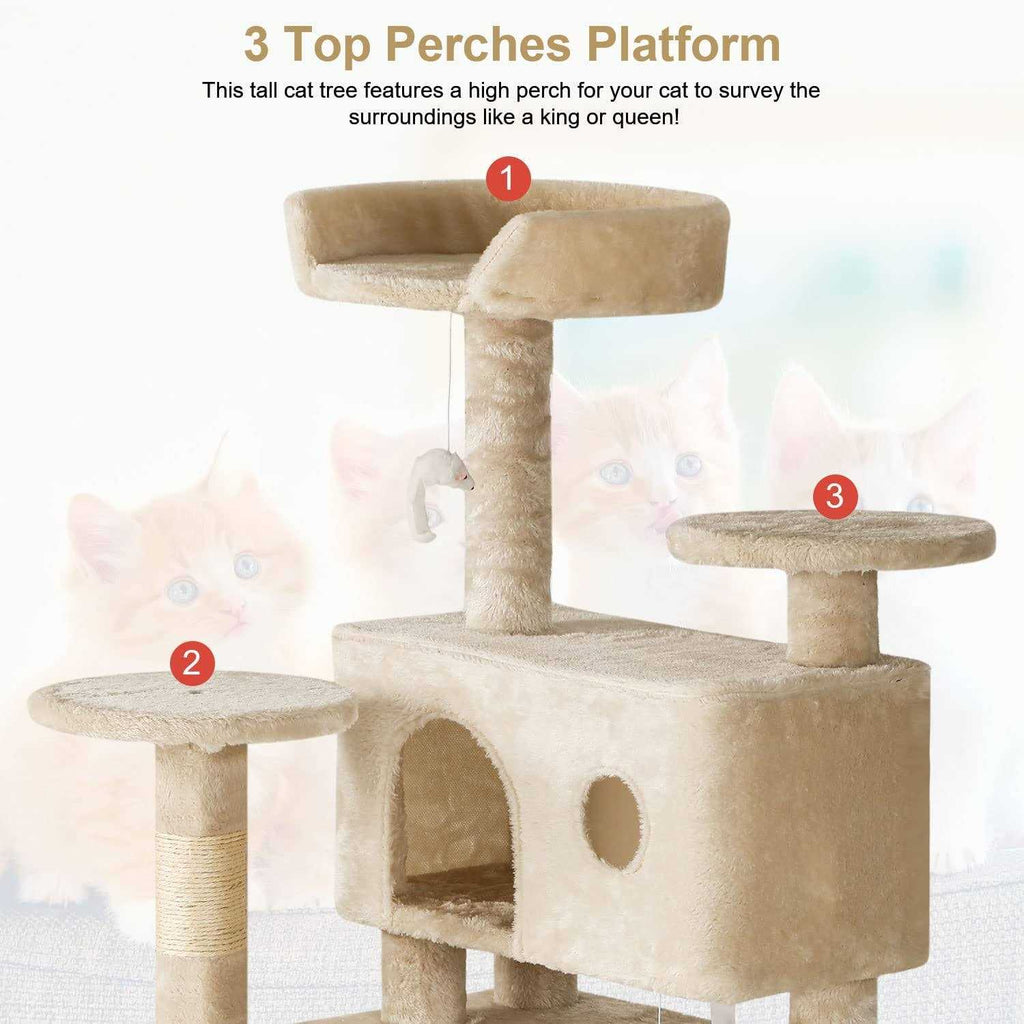 54in Cat Tree Tower with Scratching Posts Y70084
