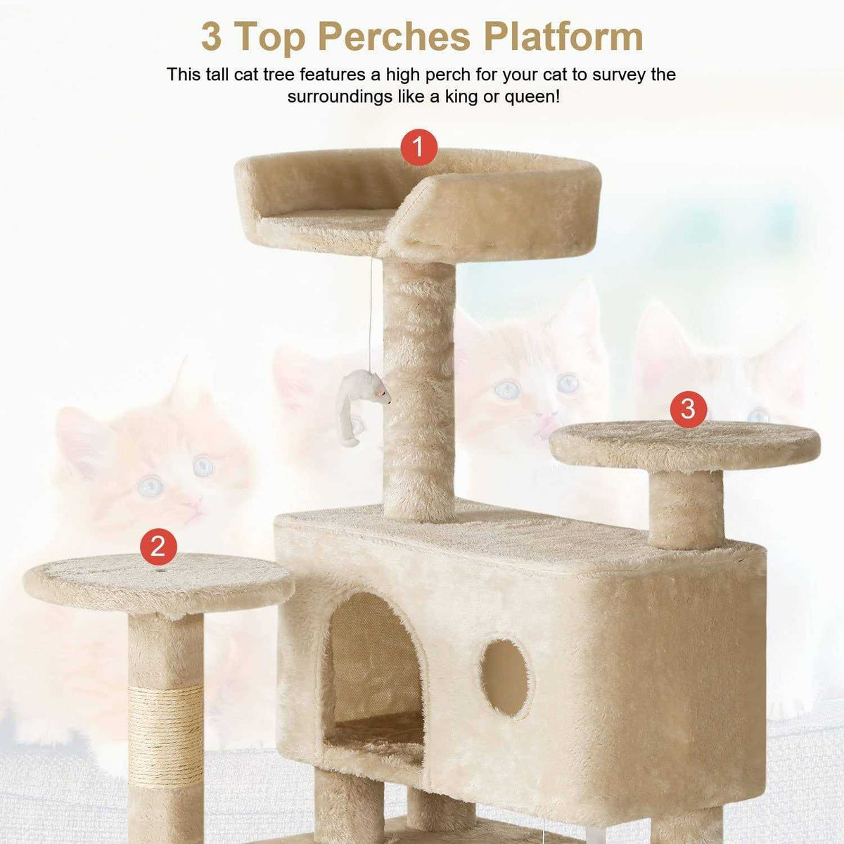54in Cat Tree Tower with Scratching Posts Y70084