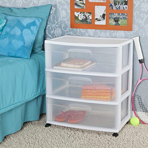 White 3 Drawer Plastic Rolling Storage Cart C298990