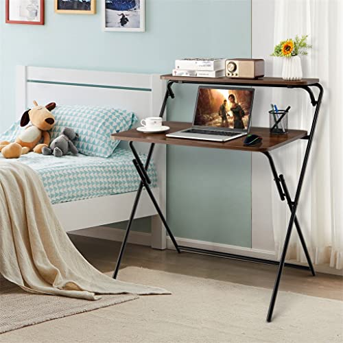 2 Tier Folding Brown Desk X877