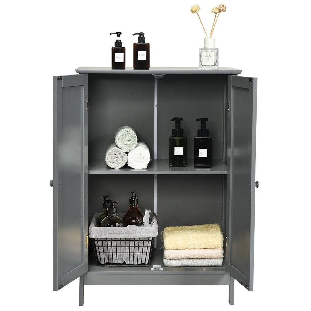 Gray Double Door Bathroom Floor Cabinet G16146