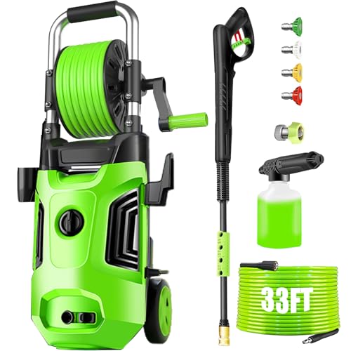 4800 PSI 4.0 GPM Electric Pressure Washer with 33ft Hose, 4 Nozzle and Foam Cannon, Blue U33187
