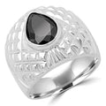 Pear Black Diamond Solitaire Engagement Ring in 10K White Gold A3794