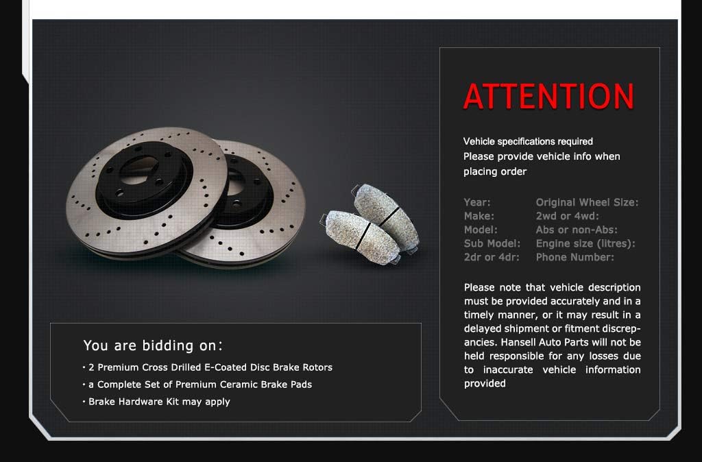Front Coated Drill Brake Rotors Pads M9662