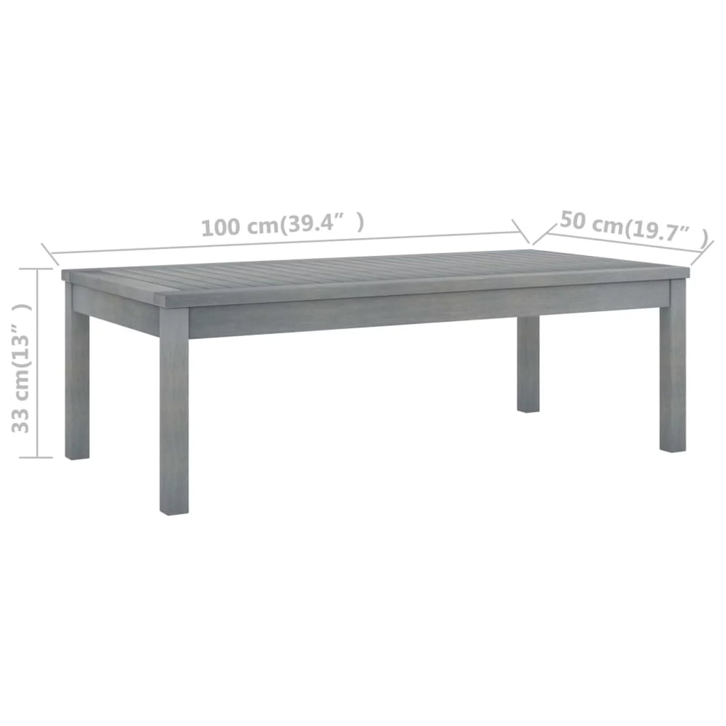Gray Wooden Coffee Table with Slatted Tabletop D34433