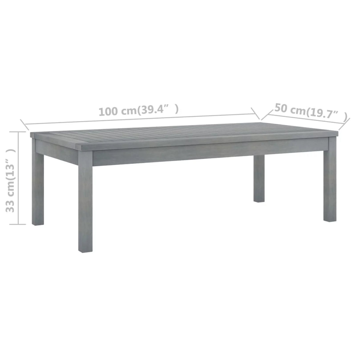 Gray Wooden Coffee Table with Slatted Tabletop D34433